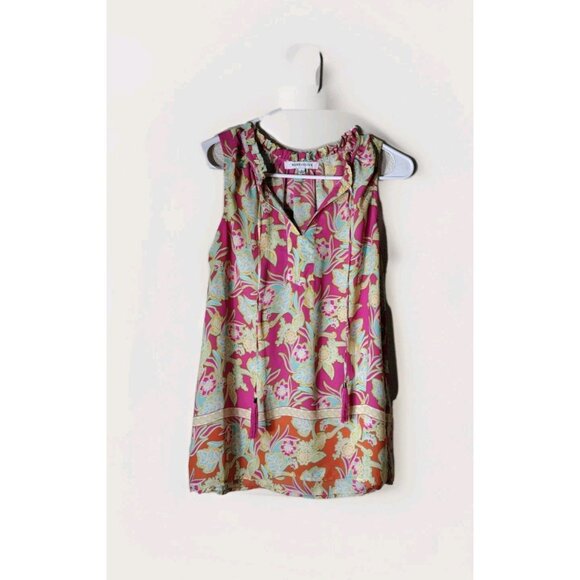 Rose Olive Top Small Sleeveless Floral Tassel - Picture 1 of 11